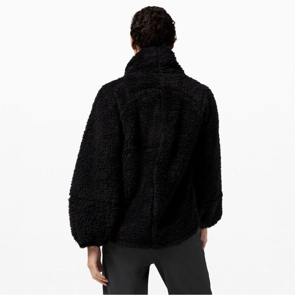 Lululemon Black Warm Restore Sherpa Pullover Sweater Size M/L Cozy Fuzzy Winter - Picture 12 of 16